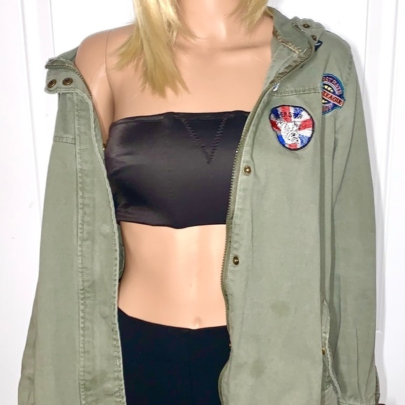 Ashley Outerwear hooded Army Jacket with patches XL - Picture 3 of 11